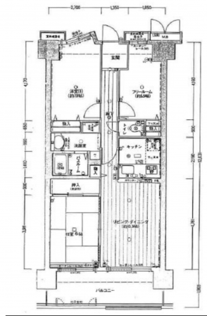 神戸市須磨区清水台、中古マンションの間取り画像です