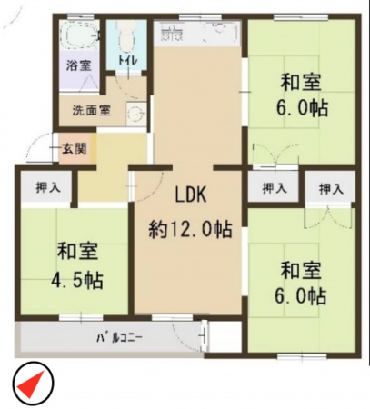 神戸市須磨区高倉台、中古マンションの間取り画像です