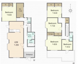 神戸市須磨区東落合、中古一戸建ての間取り画像です
