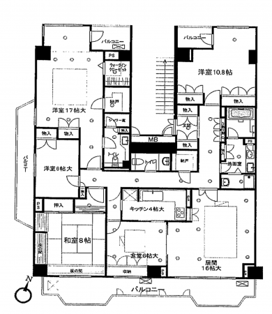 神戸市須磨区道正台、中古マンションの間取り画像です