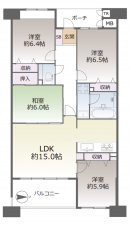 神戸市須磨区道正台、中古マンションの間取り画像です