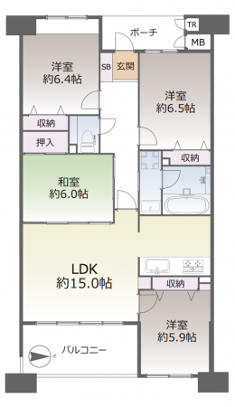 神戸市須磨区道正台、中古マンションの間取り画像です