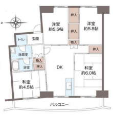 神戸市須磨区竜が台、中古マンションの間取り画像です