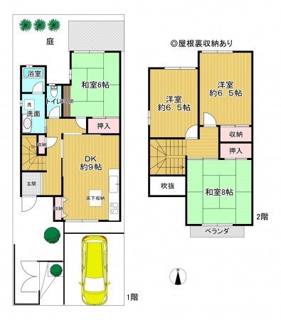 神戸市須磨区神の谷、中古一戸建ての間取り画像です