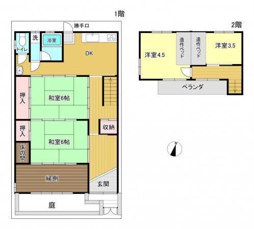 神戸市須磨区川上町、中古一戸建ての間取り画像です