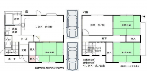 神戸市須磨区東白川台、中古一戸建ての間取り画像です
