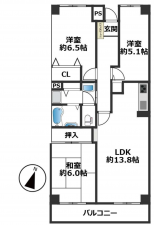 神戸市須磨区北落合、中古マンションの間取り画像です