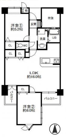 神戸市須磨区千守町、中古マンションの間取り画像です