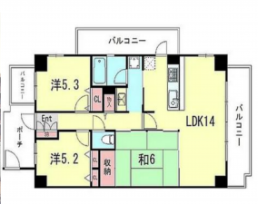 神戸市須磨区青葉町、中古マンションの間取り画像です