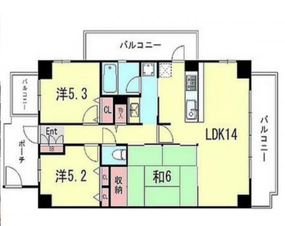 神戸市須磨区青葉町、中古マンションの間取り画像です