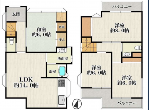 神戸市須磨区高倉台、中古一戸建ての間取り画像です