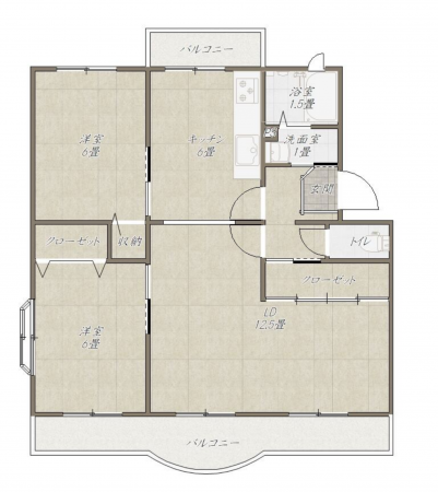 神戸市須磨区横尾、中古マンションの間取り画像です
