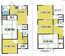 神戸市須磨区妙法寺、中古一戸建ての間取り画像です