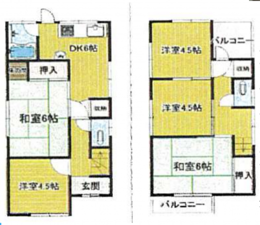 神戸市須磨区妙法寺、中古一戸建ての間取り画像です