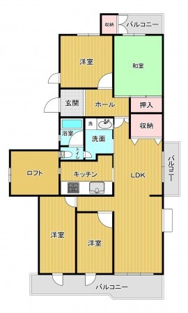 神戸市須磨区中落合、中古マンションの間取り画像です