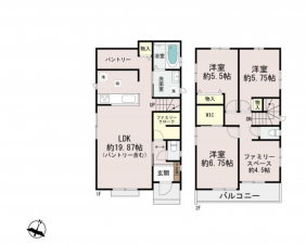 神戸市須磨区多井畑、新築一戸建ての間取り画像です