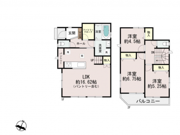 神戸市須磨区多井畑、新築一戸建ての間取り画像です