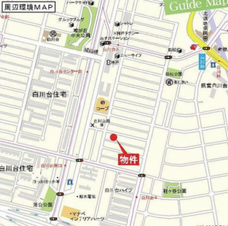 神戸市須磨区白川台、新築一戸建ての地図画像です