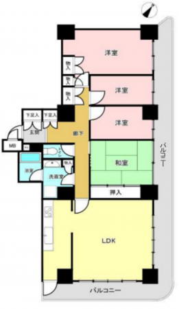 神戸市須磨区道正台、中古マンションの間取り画像です