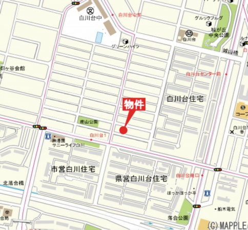 神戸市須磨区白川台、新築一戸建ての地図画像です