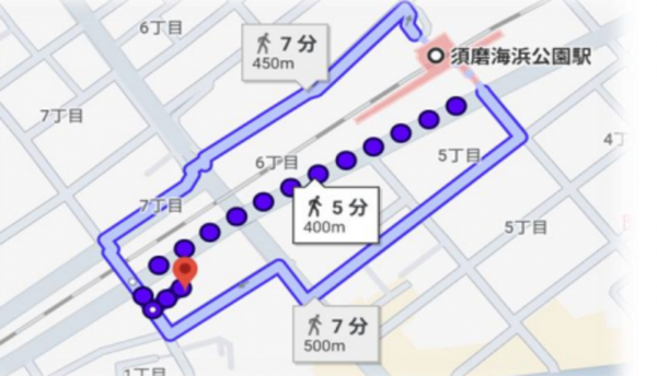 神戸市須磨区行幸町、中古一戸建ての地図画像です
