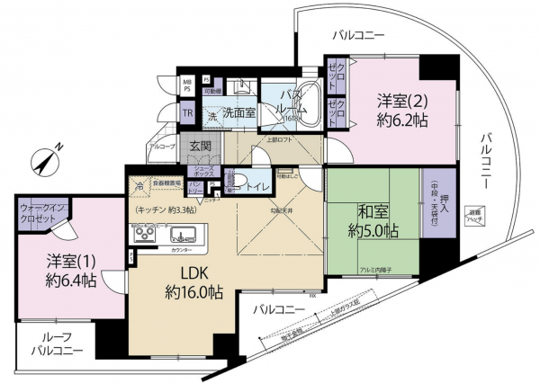 神戸市須磨区飛松町、中古マンションの間取り画像です