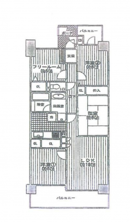 神戸市須磨区大池町、中古マンションの間取り画像です