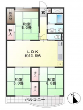 神戸市須磨区友が丘、中古マンションの間取り画像です