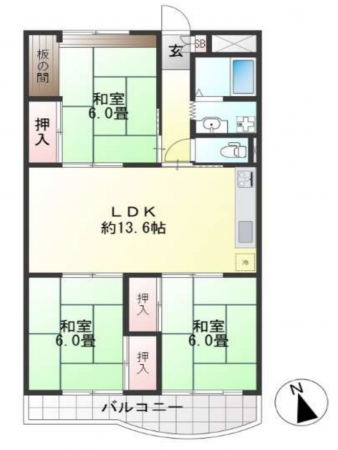 神戸市須磨区友が丘、中古マンションの間取り画像です