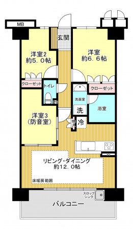 神戸市須磨区若木町、中古マンションの間取り画像です