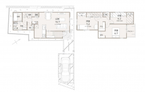 神戸市須磨区関守町、新築一戸建ての間取り画像です