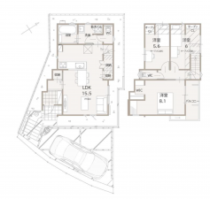 神戸市須磨区関守町、新築一戸建ての間取り画像です