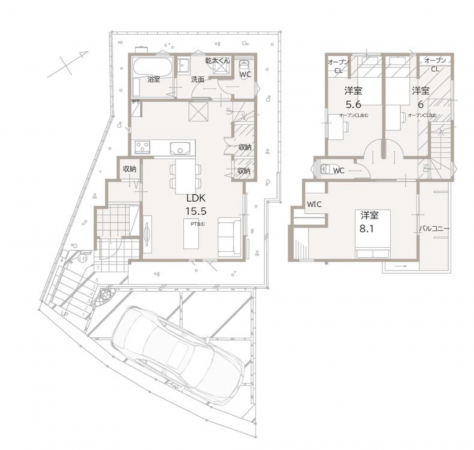 神戸市須磨区関守町、新築一戸建ての間取り画像です