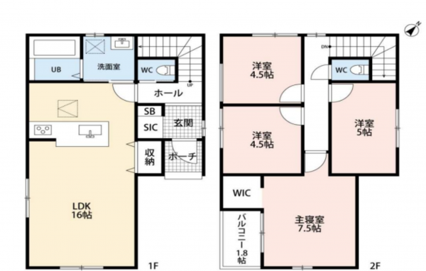神戸市須磨区須磨本町、新築一戸建ての間取り画像です