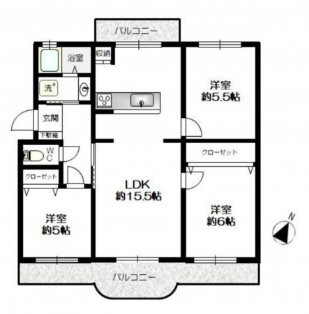 神戸市須磨区横尾、中古マンションの間取り画像です