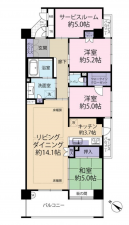 神戸市須磨区桜木町、中古マンションの間取り画像です