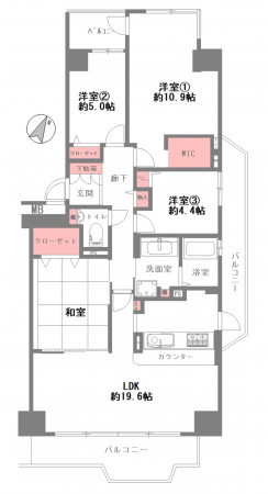 神戸市須磨区道正台、中古マンションの間取り画像です