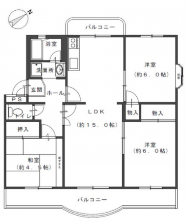 神戸市須磨区横尾、中古マンションの間取り画像です