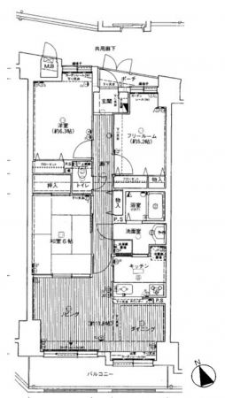 神戸市須磨区一ノ谷町、中古マンションの間取り画像です