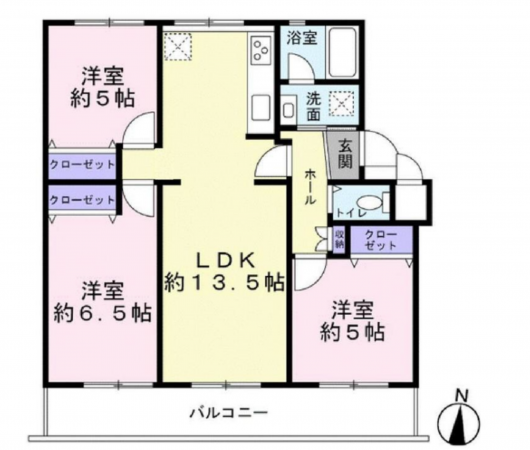 神戸市須磨区竜が台、中古マンションの間取り画像です