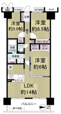 神戸市須磨区清水台、中古マンションの間取り画像です