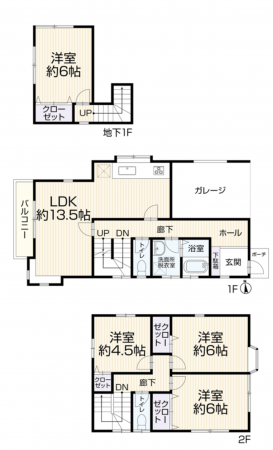神戸市須磨区東白川台、中古一戸建ての間取り画像です
