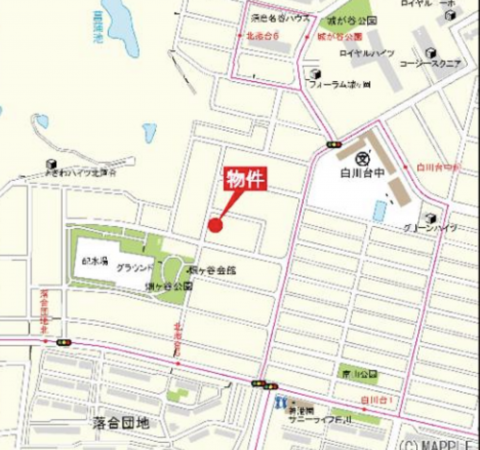 神戸市須磨区北落合、新築一戸建ての地図画像です