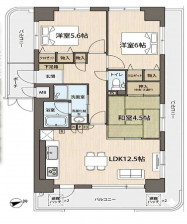 神戸市須磨区車、中古マンションの間取り画像です