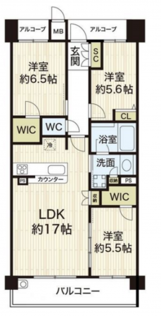 神戸市須磨区桜の杜、中古マンションの間取り画像です