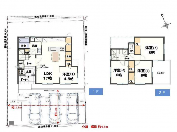 神戸市須磨区一ノ谷町、新築一戸建ての間取り画像です