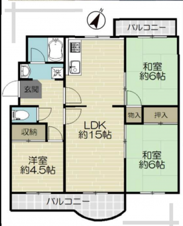 神戸市須磨区神の谷、中古マンションの間取り画像です