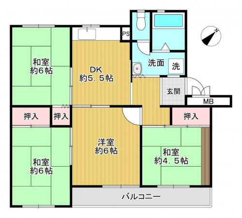 神戸市須磨区高倉台、中古マンションの間取り画像です