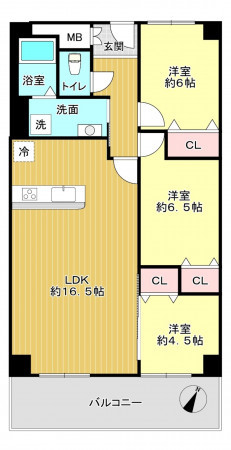 神戸市須磨区高倉町、中古マンションの間取り画像です