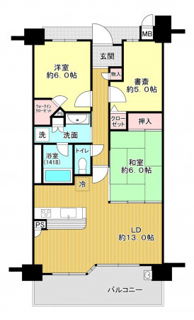 神戸市須磨区大池町、中古マンションの間取り画像です